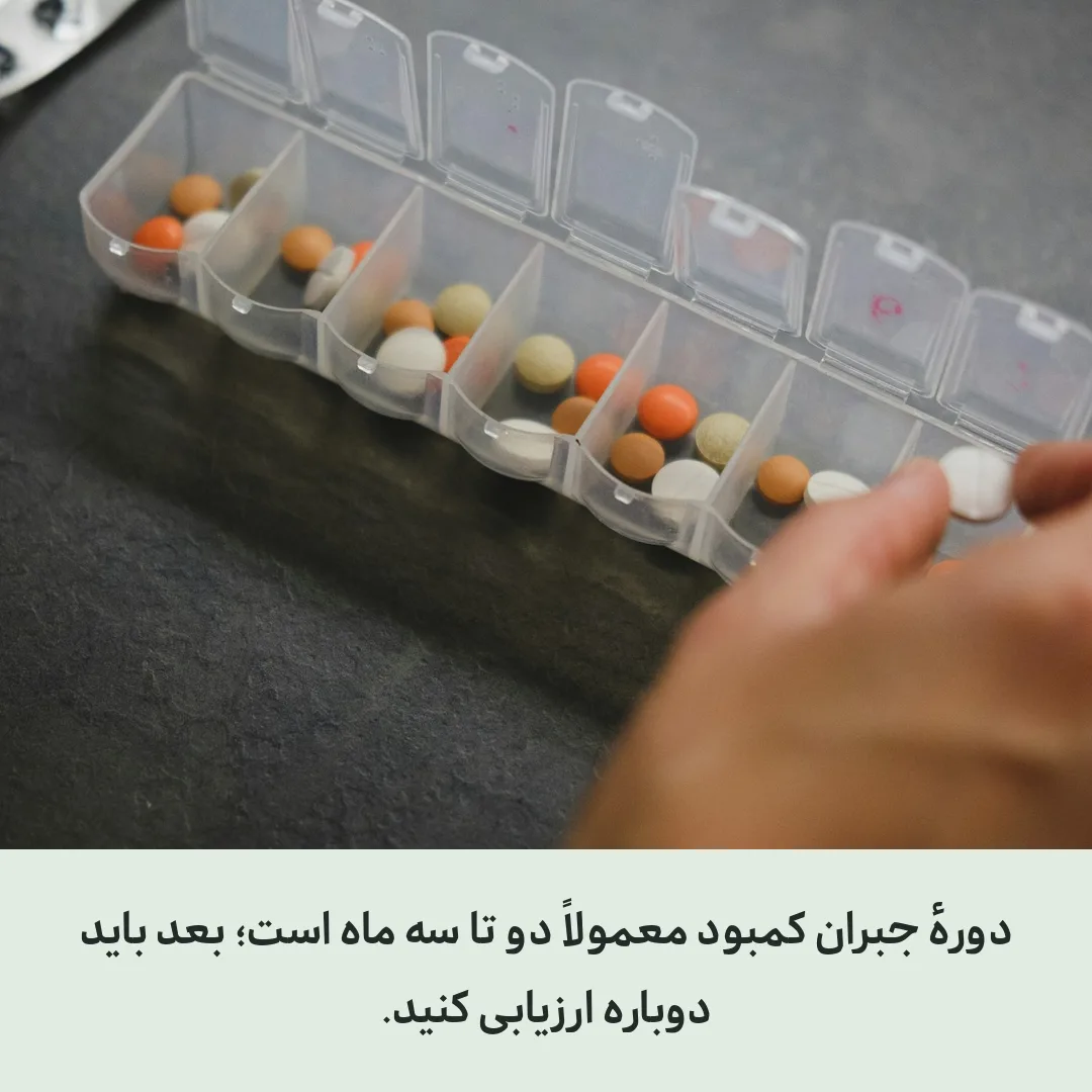 جعبهٔ قرص‌های روزانهٔ هفتگی باز شده روی میز